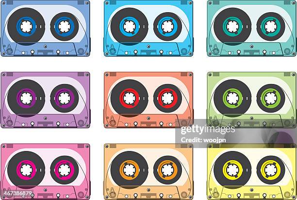 bunte kassette kassetten - psychedelic rock music stock-grafiken, -clipart, -cartoons und -symbole