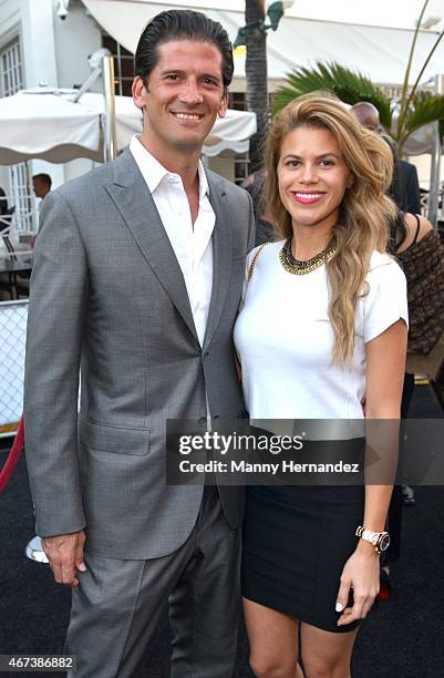 Wayne Boitch and Cynthia Mavin attends Miami Heat Black Tie On Ocean Drive Gala at Betsy Hotel Rooftop on March 14, 2015 in Miami Beach, Florida.