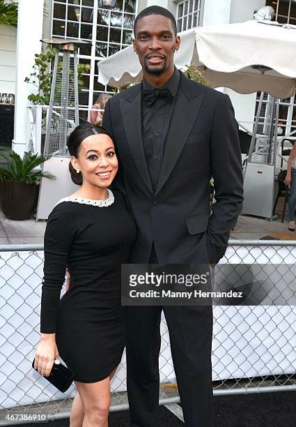 Adrienne Bosh and Chris Bosh attends Miami Heat Black Tie On Ocean Drive Gala at Betsy Hotel Rooftop on March 14, 2015 in Miami Beach, Florida.
