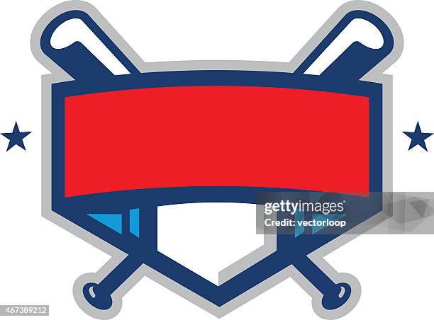 blank baseball logo with crossed baseball bats - home base stock illustrations