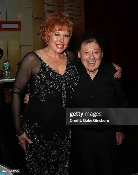 Entertainer Karon Kate Blackwell and her husband, actor/comedian Marty Allen, attend a meet and greet after Allen's performance at the Downtown Grand...