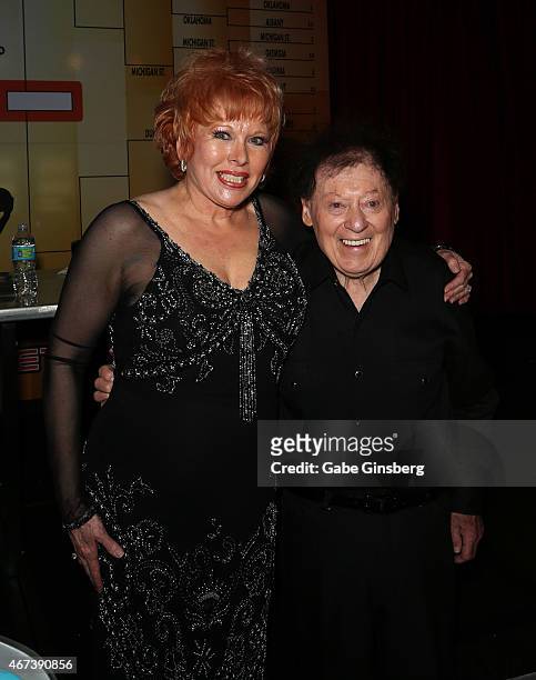 Entertainer Karon Kate Blackwell and her husband, actor/comedian Marty Allen, attend a meet and greet after Allen's performance at the Downtown Grand...