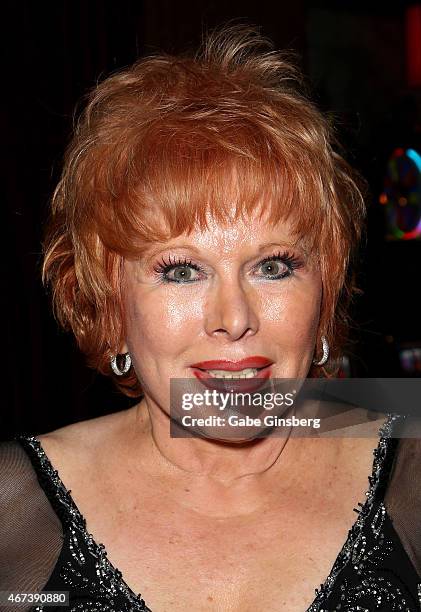 Entertainer Karon Kate Blackwell attends a meet and greet after Marty Allen's performance at the Downtown Grand Hotel & Casino on March 23, 2015 in...