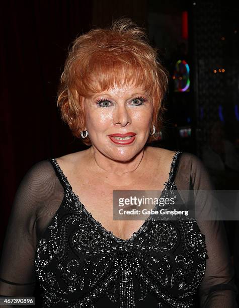 Entertainer Karon Kate Blackwell attends a meet and greet after Marty Allen's performance at the Downtown Grand Hotel & Casino on March 23, 2015 in...