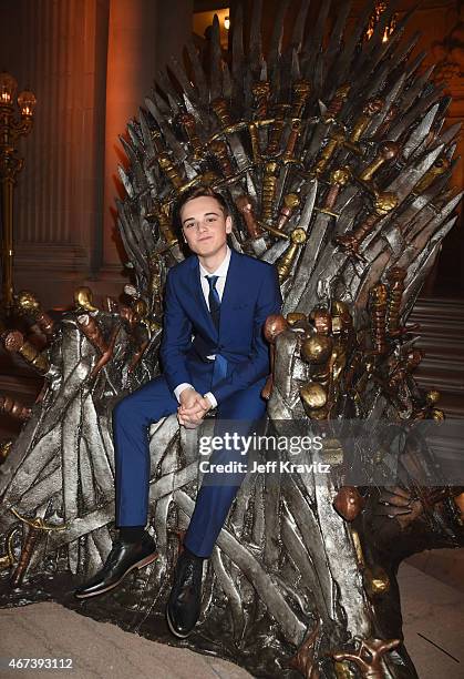 Actor Dean-Charles Chapman attends the after party for HBO's "Game of Thrones" Season 5 at San Francisco City Hall on March 23, 2015 in San...