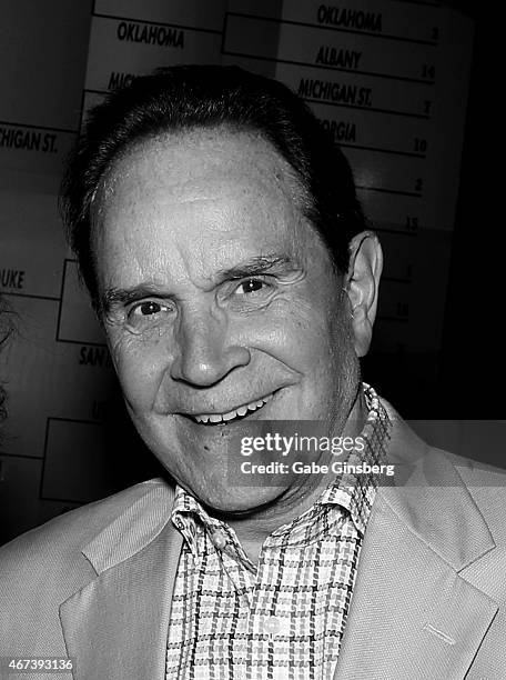 Impressionist Rich Little attends a meet and greet after Marty Allen's performance at the Downtown Grand Hotel & Casino on March 23, 2015 in Las...