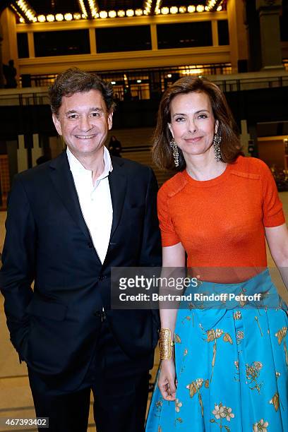 Actress Carole Bouquet and Philippe Sereys de Rothschild attend the 'Societe des Amis du Musee D'Orsay' : Dinner Party at Musee d'Orsay on March 23,...