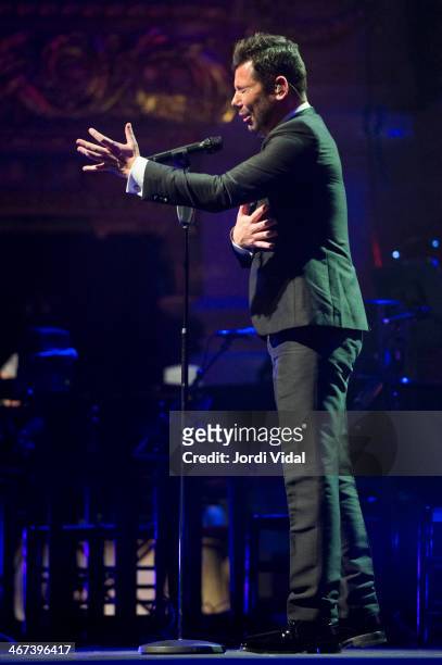 Miguel Poveda performs on stage during Festival del Mil.lenni at Gran Teatre Del Liceu on February 6, 2014 in Barcelona, Spain.