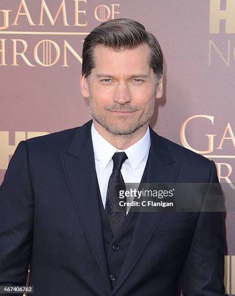 Actor Nikolaj Coster-Waldau attends HBO's 'Game of Thrones' Season 5 Premiere at the San Francisco War Memorial Opera House on March 23, 2015 in San...