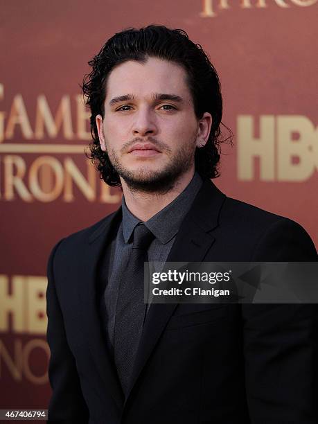 Actor Kit Harington attends HBO's 'Game of Thrones' Season 5 Premiere at the San Francisco War Memorial Opera House on March 23, 2015 in San...