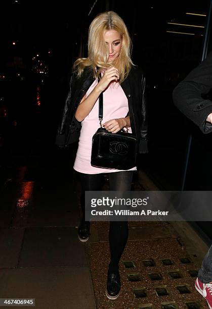 Pixie Lott sighting at The Oliver Conquest on February 6, 2014 in London, England.
