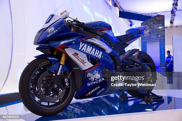 The Yamaha YZF-R6 is displayed at the 36th Bangkok International Motor Show at Impact Muang Thong Thani on March 24, 2015 in Bangkok, Thailand.