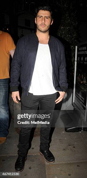 Alik Alfus celebrate's girlfriend Louise Thompson 's birthday with friends at Broadway House, March 20, 2015 in London, England.