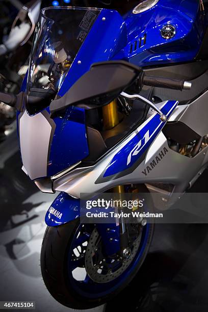 The Yamaha YZF-R1 is displayed at the 36th Bangkok International Motor Show at Impact Muang Thong Thani on March 24, 2015 in Bangkok, Thailand.