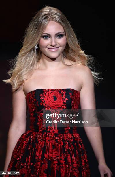 AnnaSophia Robb, wearing Alice + Olivia, walks the runway at Go Red For Women - The Heart Truth Red Dress Collection 2014 Show Made Possible By...