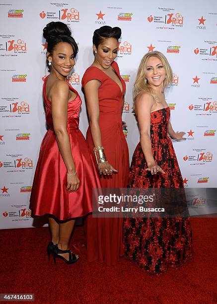 Singer Anika Noni Rose, television personality Alicia Quarles, and actress AnnaSophia Robb attend Go Red For Women The Heart Truth Red Dress...