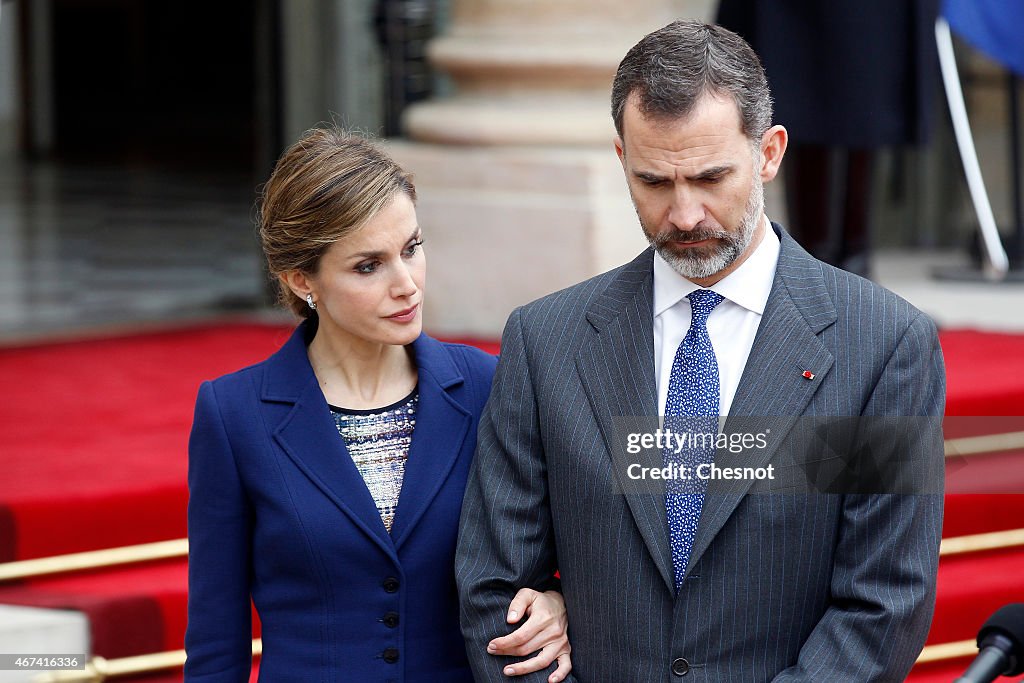 King Felipe Of Spain and Queen  Letizia Of Spain On Official Visit In France : Day 1