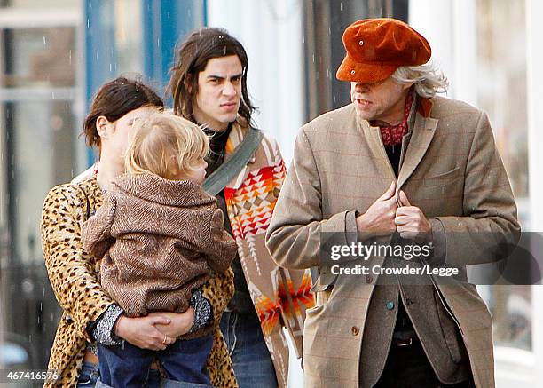 Pixie Geldof, Tom Cohen and Sir Bob Geldof is pictured showing his love towards his late daughter Peaches children as he spends the day in Primrose...