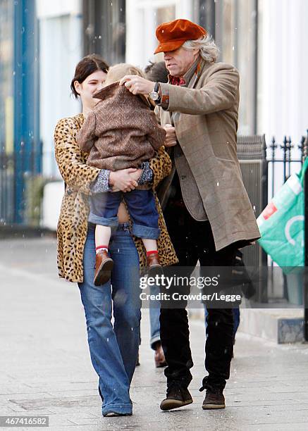 Pixie Geldof and Sir Bob Geldof is pictured showing his love towards his late daughter Peaches children as he spends the day in Primrose Hill with...