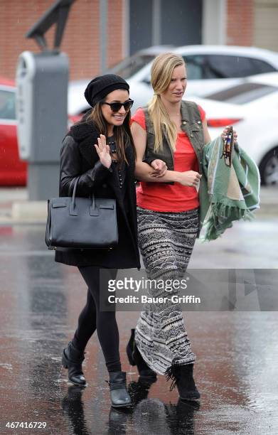 Lea Michele and Heather Morris are seen on February 06, 2014 in Los Angeles, California.