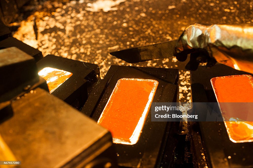 Copper, Gold And Silver Bullion Manufacture At KGHM Polska Miedz SA Smelting Plant