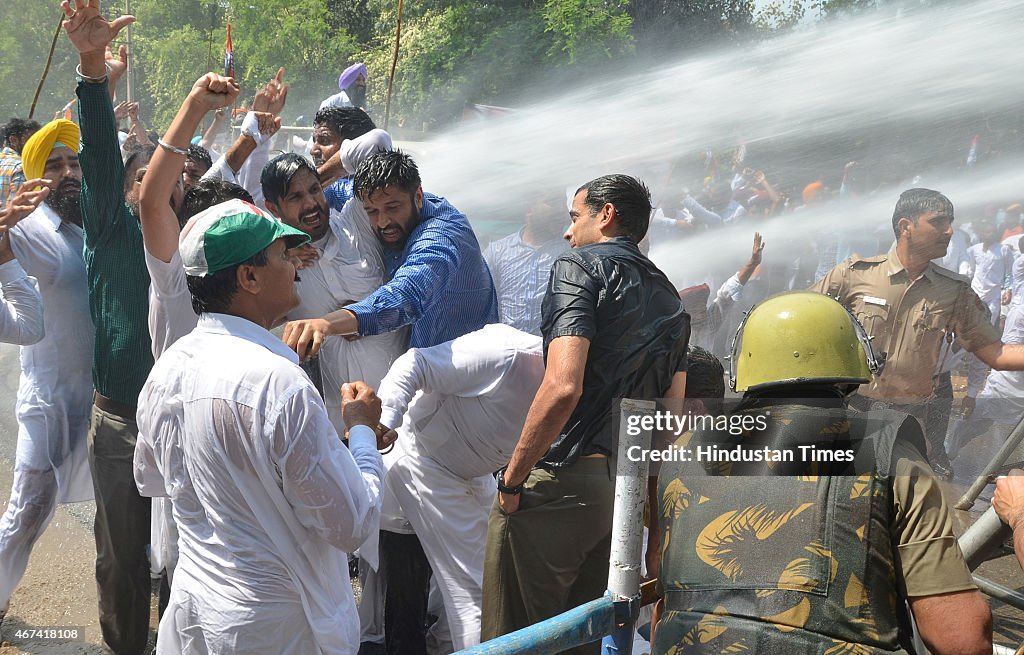 Congress Protest Against Land Bill In Chandigarh