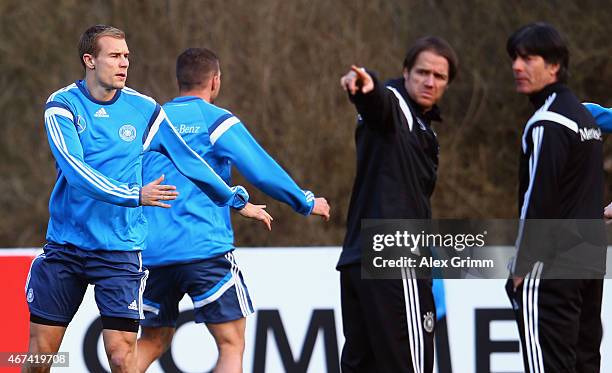 Holger Badstuber of Muenchen attends a Germany training session at Kleine Kampfbahn training ground on March 24, 2015 in Frankfurt am Main, Germany.