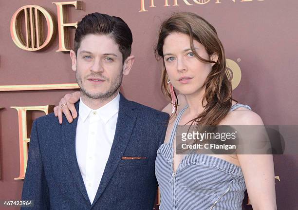 Iwan Rheon and guest attend HBO's 'Game Of Thrones' Season 5 San Francisco Premiere at San Francisco Opera House on March 23, 2015 in San Francisco,...