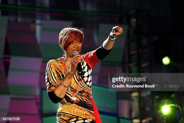 Singer Dorinda Clark-Cole performs during the Allstate Gospel SuperFest 2015 at House Of Hope Arena on MARCH 21, 2015 in Chicago, Illinois.