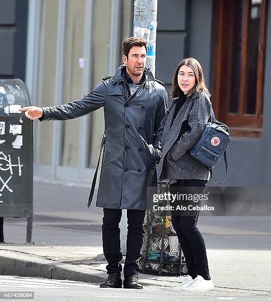 Dylan McDermott and Colette Rose McDermott are seen in the West Village on March 24, 2015 in New York City.