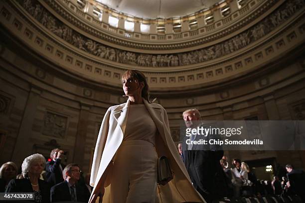 Real estate mogul and billionaire Donald Trump and his wife Melania Trump-Trump attend Golf legend Jack Nicklaus' Congressional Gold Medal ceremony...