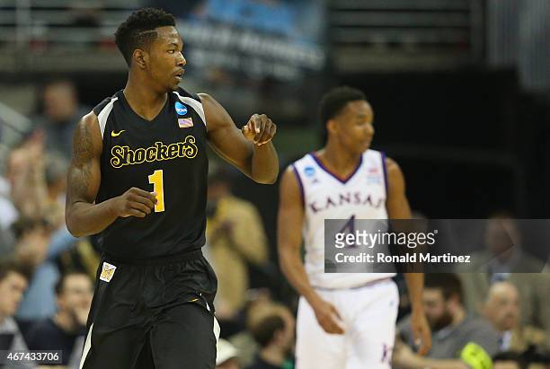Zach Brown of the Wichita State Shockers during the third round of the 2015 NCAA Men's Basketball Tournament at CenturyLink Center on March 22, 2015...