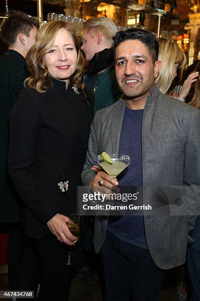 Sarah Mower and Osman at Cafe Royal on March 24, 2015 in London, England.