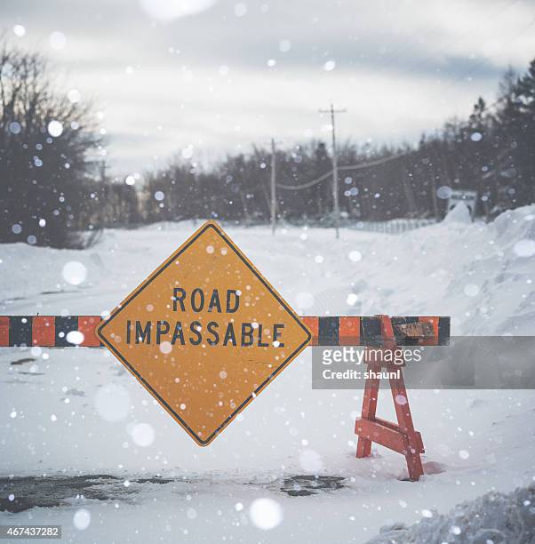 winter road block - road closed stock pictures, royalty-free photos & images