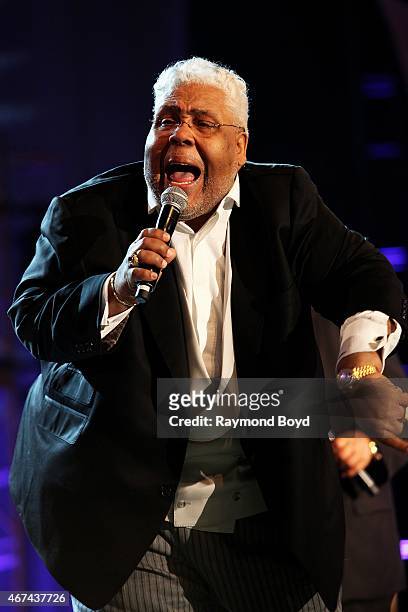 Singer Rance Allen from The Rance Allen Group performs during the Allstate Gospel SuperFest 2015 at House Of Hope Arena on March 21, 2015 in Chicago,...