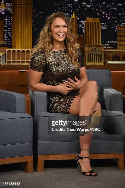 Ronda Rousey Visits "The Tonight Show Starring Jimmy Fallon" at Rockefeller Center on March 24, 2015 in New York City.