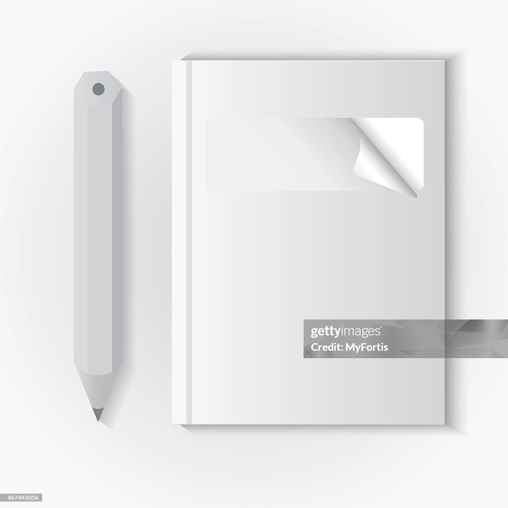 Blank book and pencil
