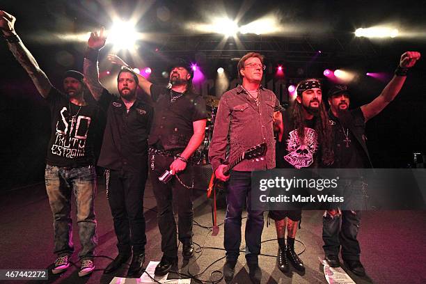 Jay Jay French of Twisted Sister , and Chad Szeliga, Erik Leonhardt, Russell Allen, Mike Portnoy and Mike Orlando of Adrenaline Mob onstage during...