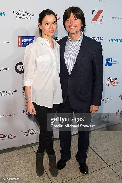 Lilly Burns, directors Ken Burns and SU2C Co-Founder Katie Couric attend the "Cancer: The Emperor of All Maladies" New York Screening at Jazz at...