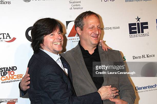 Ken Burns and Barak Goodman attend "Cancer: The Emperor of All Maladies" New York Screening at Jazz at Lincoln Center on March 24, 2015 in New York...