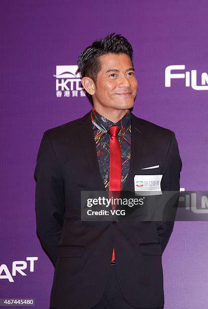 Actor Aaron Kwok promotes "Port Of Call" Press Conference during the Hong Kong International Film Festival 2015 on March 24, 2015 in Hong Kong, China.