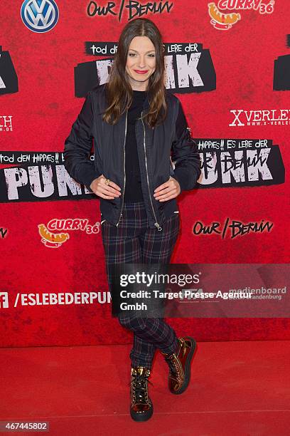 Julia Hartmann attends the premiere of the film 'Tod den Hippies - Es lebe der Punk!' at UCI Kinowelt on March 24, 2015 in Berlin, Germany.