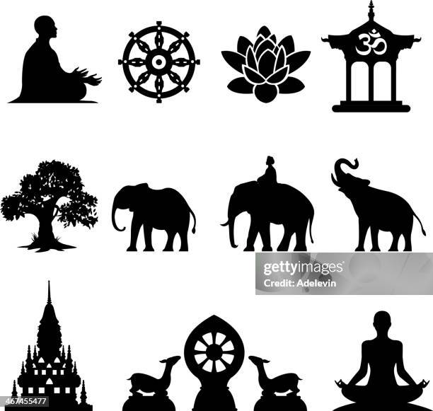 orientalische symbole set.  symbole des buddha - buddha hands stock-grafiken, -clipart, -cartoons und -symbole