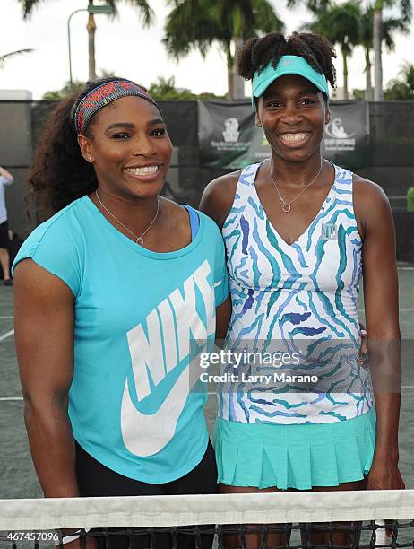 Serena Williams and Venus Williams participate in All Star Tennis Charity Event at Cliff Drysdale Tennis Center, Ritz Carlton Key-Biscayne on March...