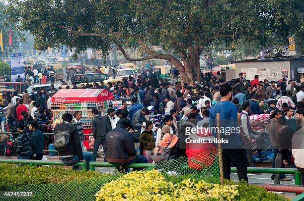 crowd at new delhi market - connaught place bildbanksfoton och bilder