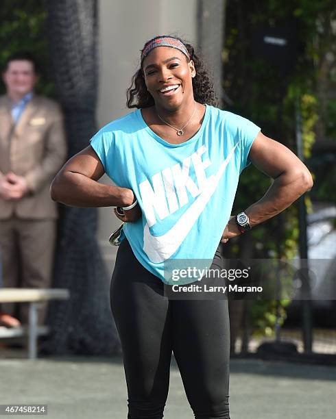 Serena Williams participates in All Star Tennis Charity Event at Cliff Drysdale Tennis Center, Ritz Carlton Key-Biscayne on March 24, 2015 in Key...