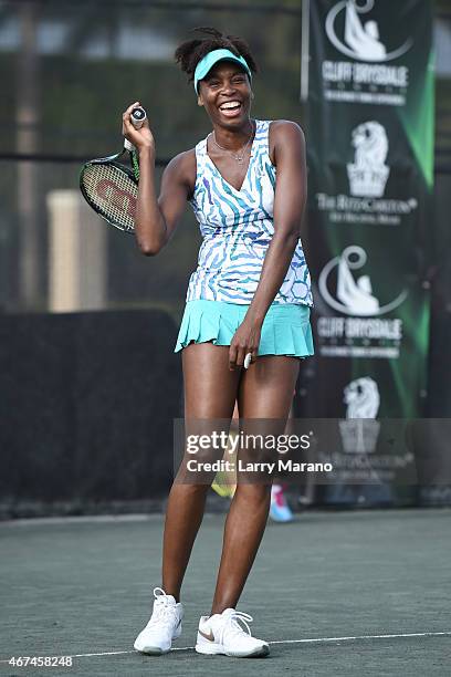 Venus Williams and Serena Williams participate in All Star Tennis Charity Event at Cliff Drysdale Tennis Center, Ritz Carlton Key-Biscayne on March...