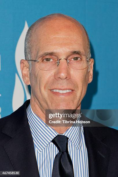 Jeffrey Katzenberg attends the Simon Wiesenthal Center's national tribute dinner at The Beverly Hilton Hotel on March 24, 2015 in Beverly Hills,...