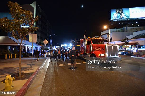 Guests take part in #GETPUMPED live event. Reebok And Kendrick Lamar Take Over The Streets Of Hollywood, Fusing Fitness And Music With A...