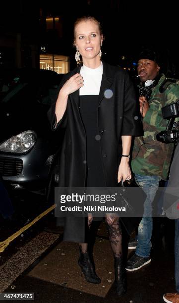 Eva Herzigova is seen leaving the Voena Gallery, Mayfair on February 6, 2014 in London, England.